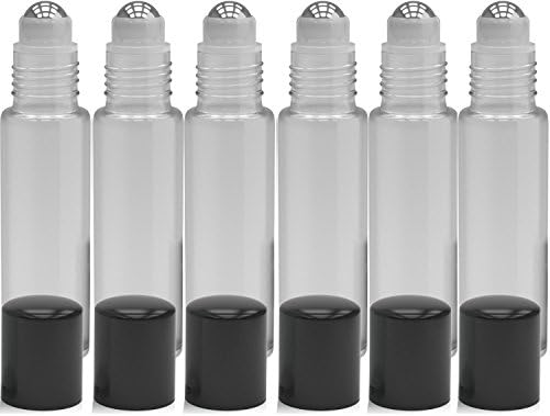 Kaith Empty Roll on Glass Bottles With Metal Ball Best Quality [STAINLESS STEEL ROLLER] 10ml (1/3oz)Glass Roller Bottle -Perfume and Cosmetic Bottle Set of 6 (Frosted White)