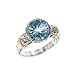 925 Silver, Blue Topaz & White Topaz Round Ring with 14k Gold Accents- Sizes 6-8