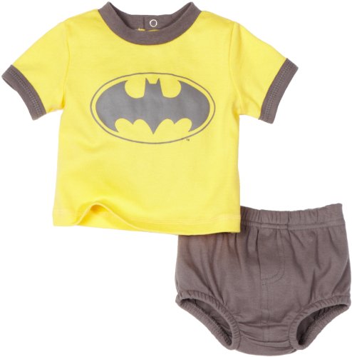 Franco Apparel Baby-boys Newborn Batman Diaper Set, Yellow/Gray, 6 Months
