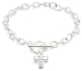 Silver Ladies B2375-CZ Clear Cubic Zirconia Cross Drop Bracelet 7
