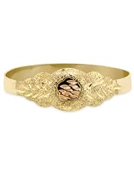 Children / Teen 14K Tri-Color Gold Adjustable Bangle Beautifully Designed with a Flower 11.4mm Wide