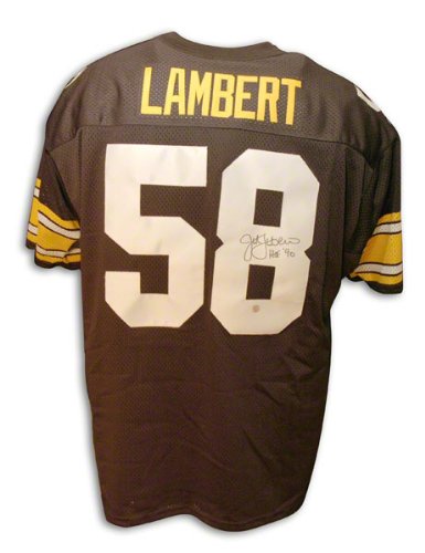 Jack Lambert Pittsburgh Steelers Autographed Throwback Black Jersey with HOF Inscription