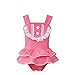 PGXT Girl One-Piece Falbala Swimwear Bathing Suit Bikini Swimsuit With Hat Pink