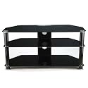 Iconic UKGL-2309 Black Glass TV Stand - For Up To 42"  LCD/Plasma TV's (3 Toughened Black Glass Shelves)