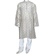 Woven Kurta Pajama Silk and Cotton Blend Long Loose Shirt and Trousers Expert Hand Stitch Size 2X-Large Chest :50 inches (pgkp009b)
