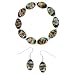Hand-Blown Multi-Colored Oval Glass Bead and Sterling Silver Bead Bracelet and Earrings Set, 7.5"