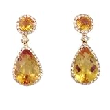 14K 6.40 CTW Citrine & Diamond Drop Earrings