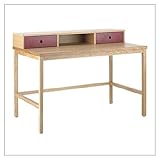 Offi & Co. Window Desk and Drawers, finish = Oak; drawers = Red
