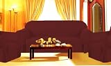Sofa Couch Cover Slipcover 3 Pc. Set = Sofa + Loveseat + Chair Covers Slipcovers 3 Pcs SET Stripe Jacquard Fabric - Burgundy color