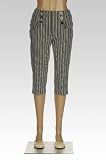 Striped Button Detail Pedal Pusher