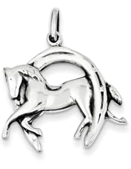 Sterling Silver Antiqued Horse in Horseshoe Charm