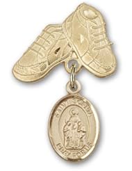 14K Gold Baby Badge with St. Sophia Charm and Baby Boots Pin