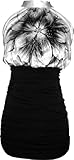 Brush Stroke Floral Satin Sleeveless Blouse Top With Crystals Junior Plus Size 5X White Black