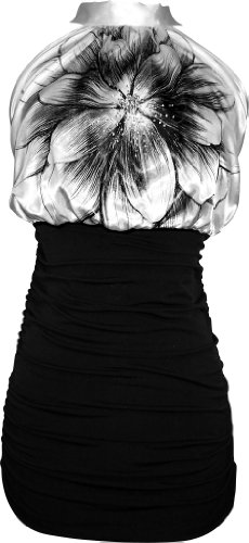 Brush Stroke Floral Satin Sleeveless Blouse Top With Crystals Junior Plus Size