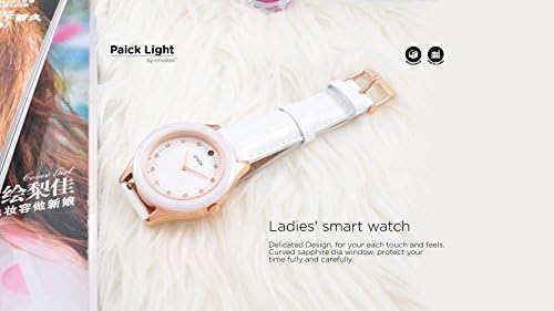 Lady's Smart Watch, Stainless Steel Case, Sapphire Glass, Leather Strips with Bt 4.0/3atm Waterproof/activity Tracker/call Remind for Apple Iphone 6plus/6/5 and Android 4.3 (White)