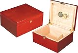 Radar Red Wood Cigar Humidor - Holds 75 Cigars