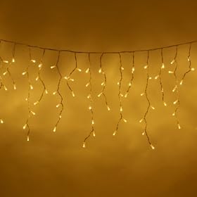 Christmas Icicle Lights, Outdoor Lights, 100 True Warm White Bulbs