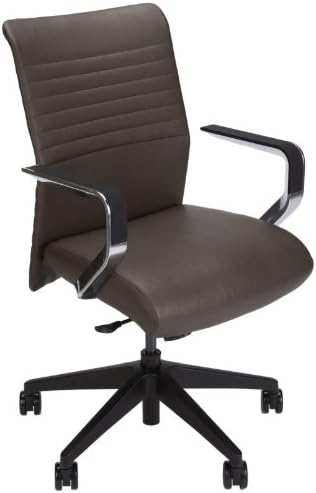Via Seating Proform Series Parallel Stitch Pattern Mid-Back Ergonomic Conference Chair in Brisa, Truffle