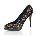 4 1/4 Inch Sexy Party Shoe High Heels Lace Stiletto Black Red Gold