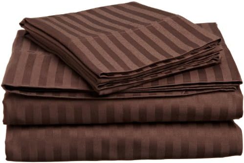 KING SIZE 4PC STRIPE Sheet Set, MOCHA