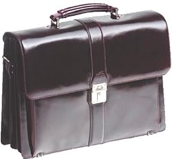 Mancini Burgundy Leather Triple Compartment Brifcase/front Organizer