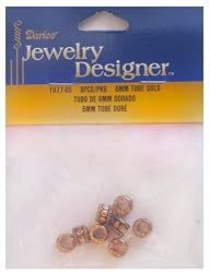 6mm Gold Plated Tube Bead, 8 Pc/Pkg