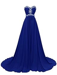 A-line Sweetheart Lace Beaded Chiffon Evening Dress/Prom Dress/Party Dress  with a Brush/Sweep Train 