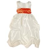 Little Girls Special Occasion Dress IVORY ORANGE Sash Flower Girl BLOSSOM 2T-12