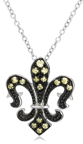 Sterling Silver Yellow Cubic Zirconia Pendant, 18
