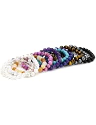 Genuine Gemstone 8mm Beaded Bracelets, Set of 10
