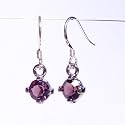 Pewterhooter Amethyst Swarovski Crystal on Sterling Silver Fishhooks Crystal Drop Earrings with Gift Box