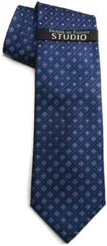 Daniel De Fasson Studio Men's Handmade Diamond Dot Silk Necktie (Blue)