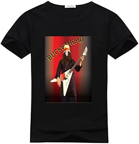 Junjiexr Diy Men's Cotton Tops Custom Buckethead Fashion O-neck T-shirts Large Black