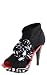 Lexus58 Lycra Side Flower Ankle Booties BLACK RED