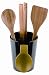 Typhoon Utensil Set with 3 Bamboo Utensils and Silicone Spoon Rest, Black Melamine
