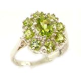 Luxury Ladies Solid White Gold Natural Peridot Large Cluster Ring - Finger Sizes 5 to 12 Available