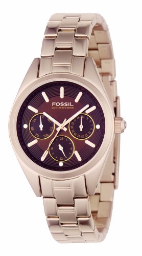 Fossil BQ9339 Ladies Gold Plated Bracelet Watch With Brown Dial