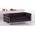 Contemporary Modern Furniture Le Corbusier Black Leather Sofa Living Room