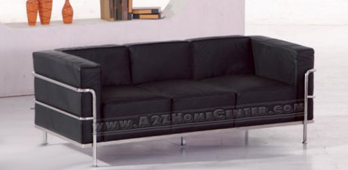 Contemporary Modern Furniture Le Corbusier Black Leather Sofa Living Room