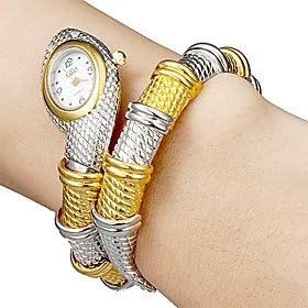 Vahno Women's Snake Shape White Dial Quartz Analog Bracelet Watch