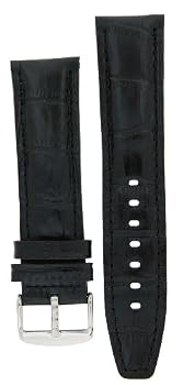 Italian Design Premium Watch Black 24mm Leather Replacement Straps