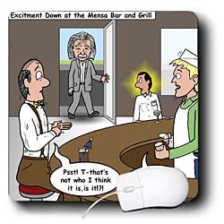 Londons Times Famous People Places Books Cartoons - Albert Einstein and the Mensa Bar and Grill - Mouse Pads