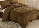 Chocolate Microsuede Down Comforter Alternative 4 Pc Bedding Set - King Size