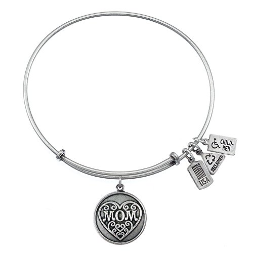 Wind and Fire Mom with Heart Charm Bangle Bracelet