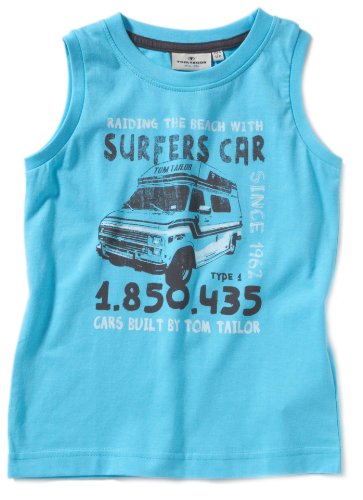 TOM TAILOR Jungen T-Shirt 10231150082/tanktop surfers car, Gr. 104/110, T&uuml;rkis (6240) Preisvergleich