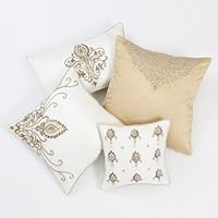 Bead Embroidered Pillow by Wild Mannered- 12' x 12'- Ivory