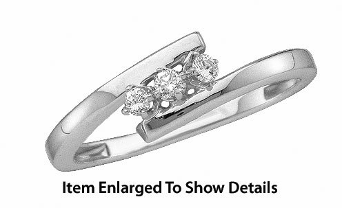 Beautiful White Gold Diamond 3 Stone Petite Promise Ring