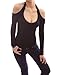 PattyBoutik Women's Halter Cut Out Shoulder Long Sleeve Top