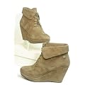 4375 SPM Leder TREND Schn�r Boots taupe mit Keilabsatz