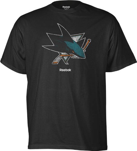 Reebok San Jose Sharks Black Faded Logo T-shirt (Large)